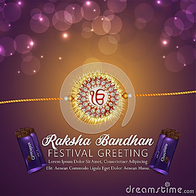 Indian festival of brother and sister happy raksha bandhan greeting card with vector gifts Stock Photo