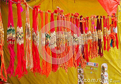 Indian Festival Colorful Rakhi Wrist Bands For Sale Editorial Stock Photo
