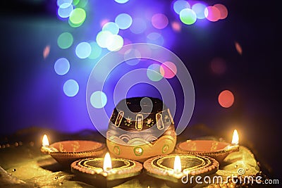 Indian Festival Diwali Oil Lamp Decoration Stock Photo