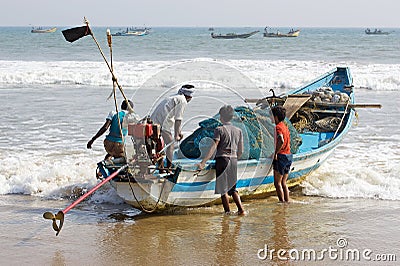 Indian fishermen from Orissa State Editorial Stock Photo