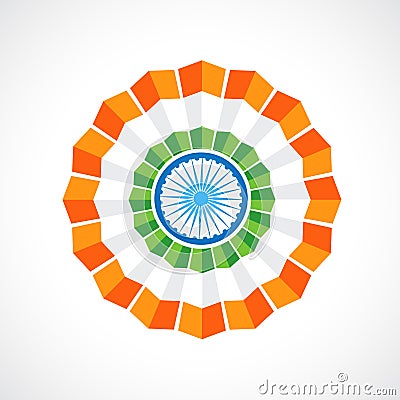 Indian flag badge Vector Illustration