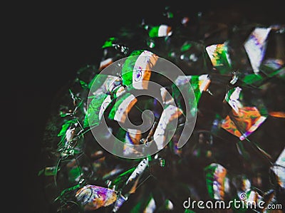 Indian flag image on a soap bubble. Macro photography of bubbles focusing on Indian flag image in it. Stock Photo