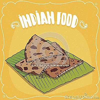 Indian flatbread Roti or Chapati or Paratha Vector Illustration