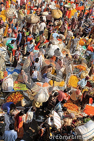 Indian flowers street market Editorial Stock Photo