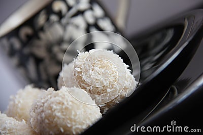 Indian food. Coconut Laddu Stock Photo