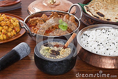 Indian Food Lamb Rogan Josh Curry Spice Selection Stock Photo