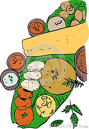 Indian Food Plate vector illustration for designs Vector Illustration