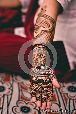 Indian Girl Henna Art Work Stock Photo