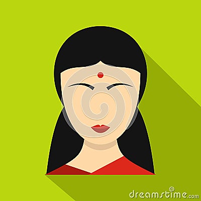 Indian girl icon, flat style Vector Illustration