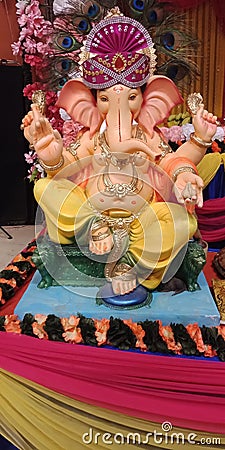 Indian god as lord Ganpati Bappa Morya. Editorial Stock Photo