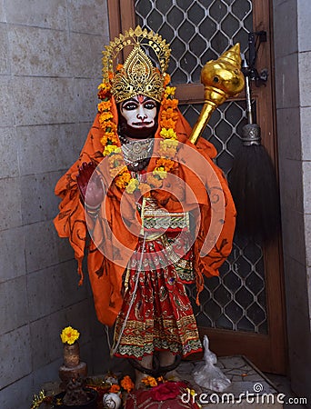 Indian God Bajrang Bali or Hanuman Idol Editorial Stock Photo