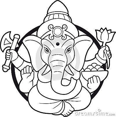 Indian god Ganesha emblem Vector Illustration