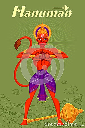 Indian God Hanuman showing Rama and Sita Vector Illustration