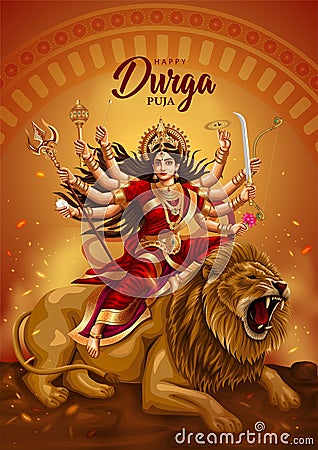indian God Happy Durga Puja Subh Navratri background. editable vector illustration design Vector Illustration