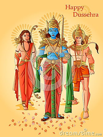 Indian God Rama for Happy Dussehra festival of India Vector Illustration