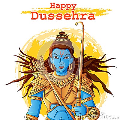 Indian God Rama for Happy Dussehra festival of India Vector Illustration