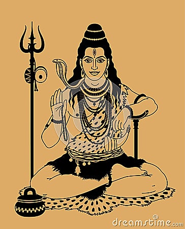 Indian god Shiva Vector Illustration