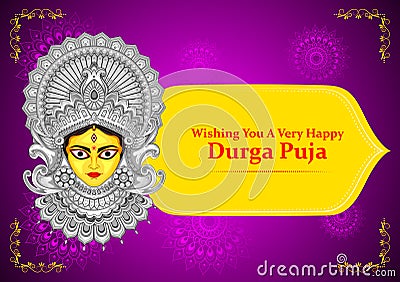 Indian Goddess Durga for Happy Dussehra or Shubh Navratri festival of India Vector Illustration