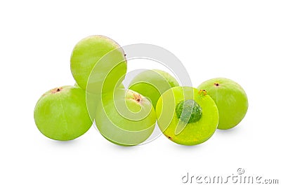 Indian gooseberry or Amla (Phyllanthus emblica) on white Stock Photo