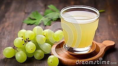 Indian gooseberry juice on the wooden floor. generative ai Stock Photo