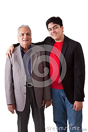 Indian Grandfather and grandson Stock Photo