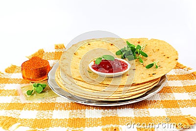 Indian gujrati snack khakhra or crispy roti or crispy chapati bread Stock Photo