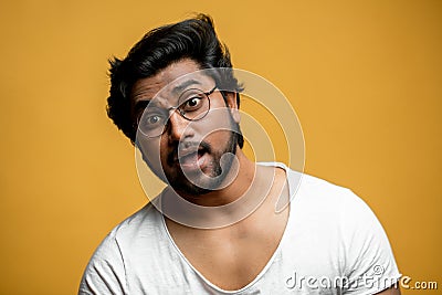 Indian handsome singer with open mouth Stock Photo