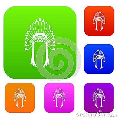 Indian headdress set collection Vector Illustration