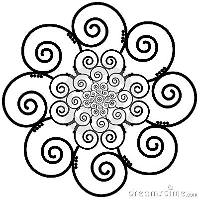 Indian Henna Tattoo Swirly flower Inspired Vector Illustration