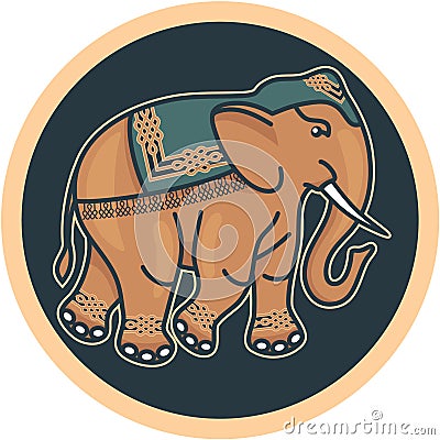 Indian - Hindu - Decorated Elephant Vector Illustration