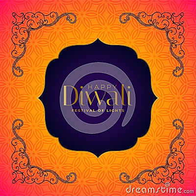 Indian hindu diwali festival background decoration design Vector Illustration