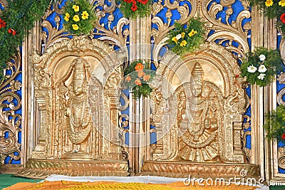 Indian hindu god idols in marriage function decoration Stock Photo