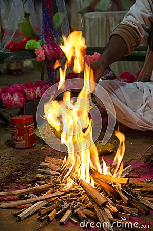 Indian Hindu Religious Festival Fire Puja Havan at Tripura Kumarghat Editorial Stock Photo