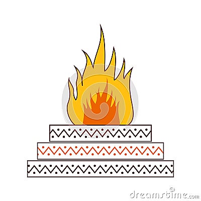 Indian Hindu Wedding Mandap Fire Colour Clipart Vector Illustration