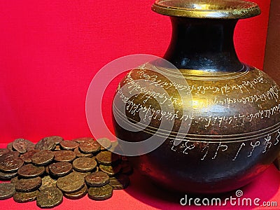 Indian imitation of Roman coins at the British Museum in London England Editorial Stock Photo