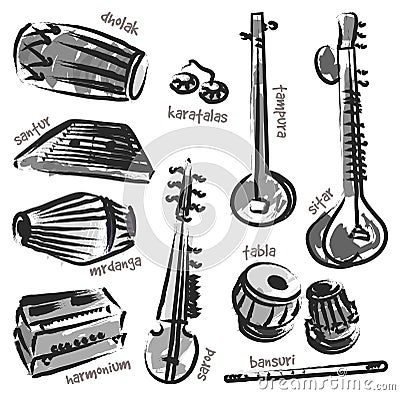 Indian instruments Vector Illustration