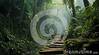 Indian jungle with old path Stock Photo