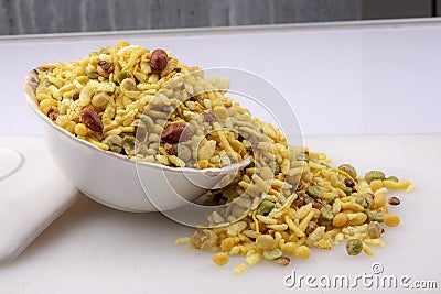 Indian khatta meetha namkeen mixture explode Stock Photo