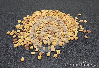 Indian kitchen, food ingredients fenugreek seeds menthi Stock Photo