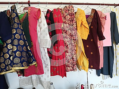 Indian Ladies clothes suet salwar Stock Photo