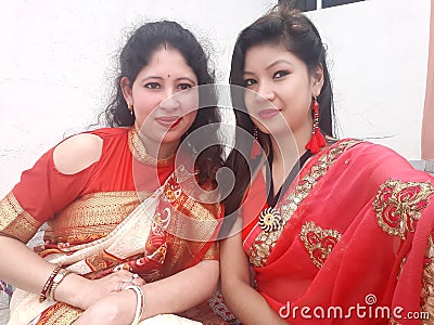 INDIAN ladies show their beauty with ear rings & blouse design. Editorial Stock Photo