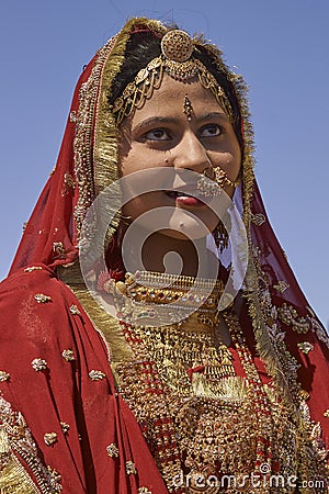 Indian Lady at the Desert Festival Editorial Stock Photo