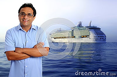 Indian latin tourist man cruise vacation ship boat Stock Photo