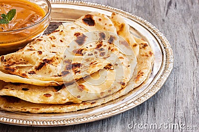 Indian layered Paratha flat bread Stock Photo