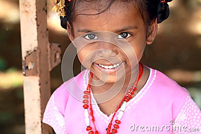 Indian Little Village Girl Stock Photo