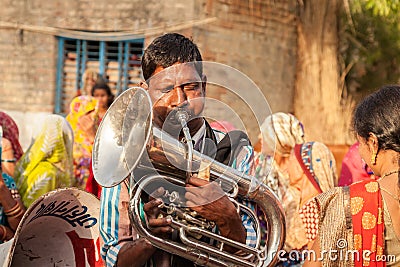 Indian local village marriage band performer Editorial Stock Photo