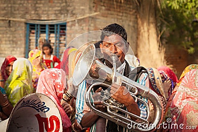 Indian local village marriage band performer Editorial Stock Photo