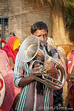 Indian local village marriage band performer Editorial Stock Photo