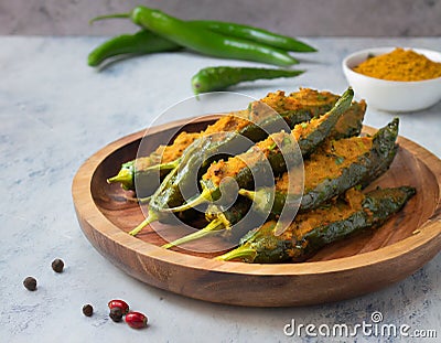 Indian lunch food Besan Mirchi Stock Photo