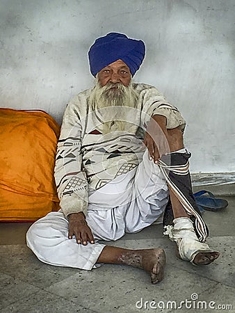 Indian Man With Blue Turban Editorial Stock Photo